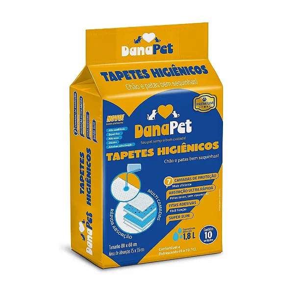 TAPETE HIGIENICO DANA PET 80X60 10 UND