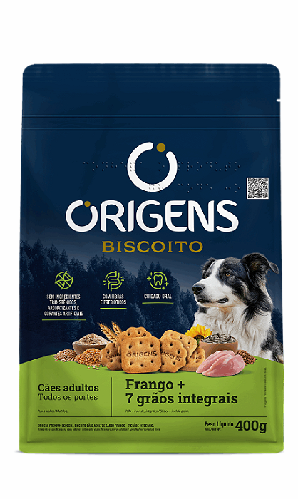 ORIGENS BISCOITOS ESPECIAL FRANGO + 7 GRAÕS INTEGRAIS 400G