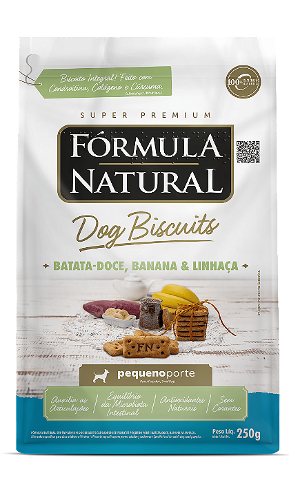 FORMULA NATURAL BISCUITS BATATA DOCE BANANA E LINHAÇA PORTE PEQUENO 250G