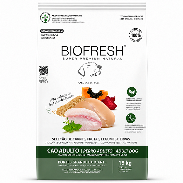 Biofresh Cães Adulto Raça Grande e Gigante 15kg