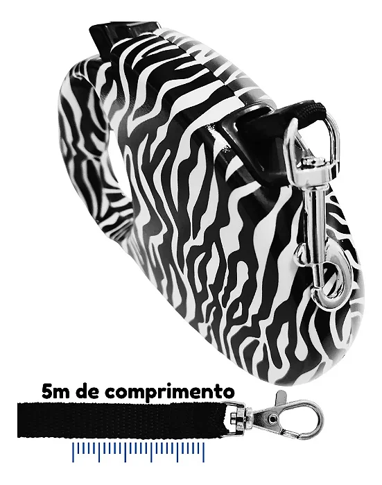 Guia Retrátil Chalesco Zebra 3m para até 15kg