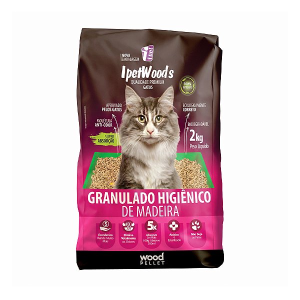 GRANULADO DE MADEIRA PET WOODS 2 KG