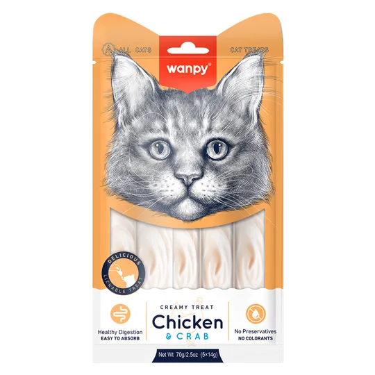Petisco Gato Wanpy Creamy Frango e Carangueijo 70g