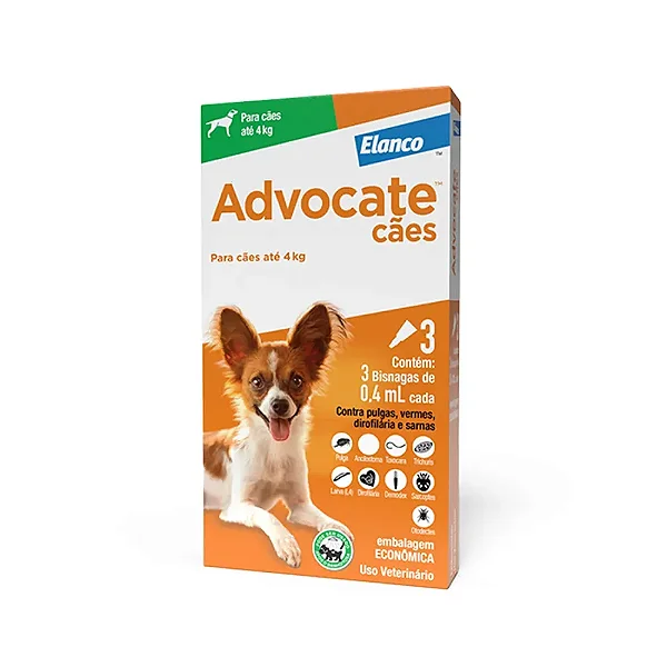 Advocate Cães Até 4kg 3 Pipetas