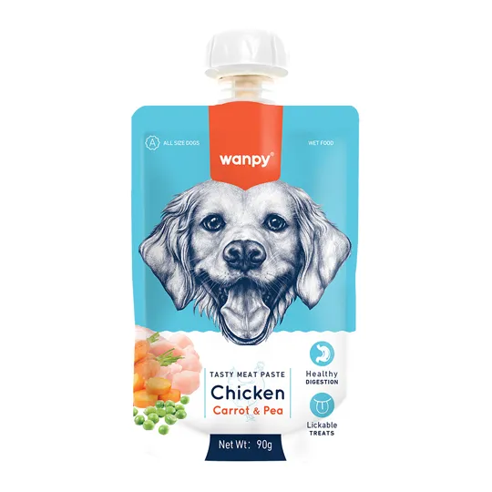 Petisco para Cão Wanpy Creamy Sache de Frango Cenoura Ervilha 90g