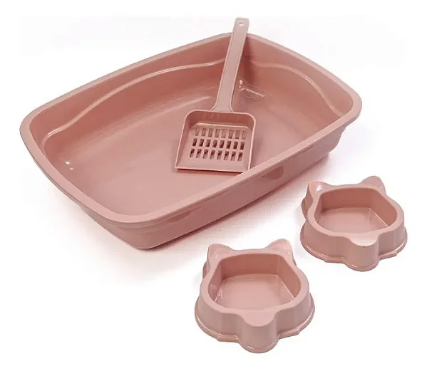 Kit Bandeja 2 Comedouro e Pá Rosé