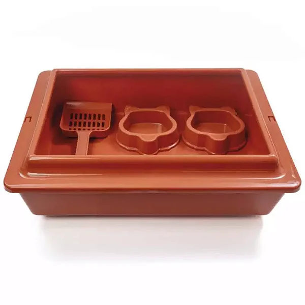 Kit Bandeja 2 Comedouro e Pá Terracota
