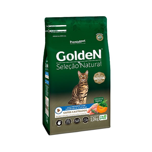 Golden Seleção Natural Gato Castrado Frango e Abobora e Alecrim 10,1kg