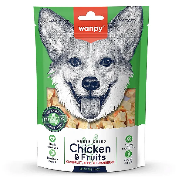 Petisco para Cão Wanpy Freeze Dried Peito de Frango e Frutas 40g
