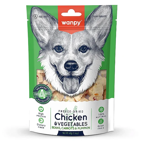Petisco para Cão Wanpy Freeze Dried Peito de Frango e Vegaetais 40g