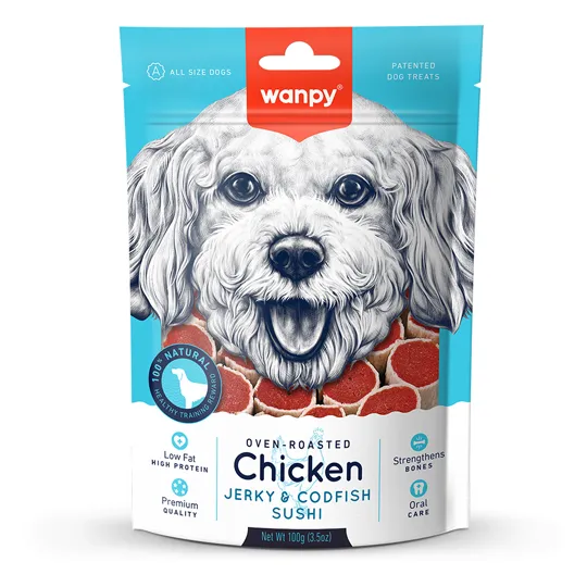 Petisco para Cão Wanpy Sushi Frango e Bacalhau 100g