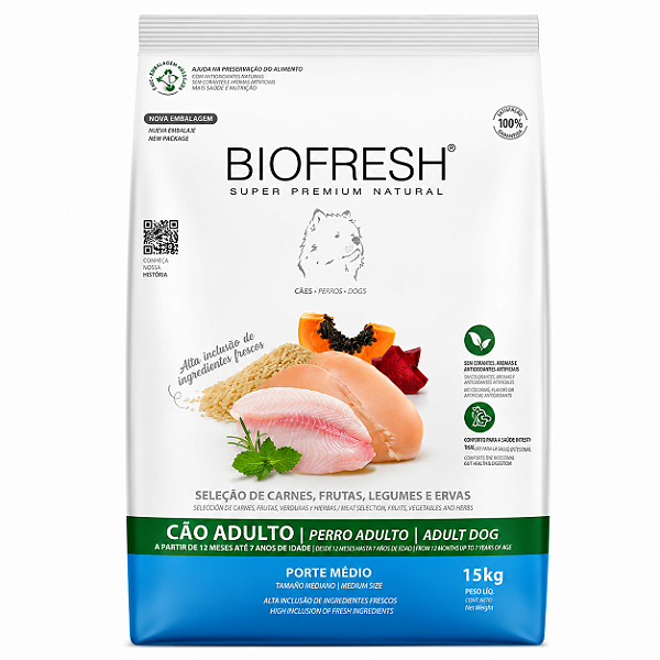 Biofresh Cães Adulto Media Sabor Mix de Carne 15kg