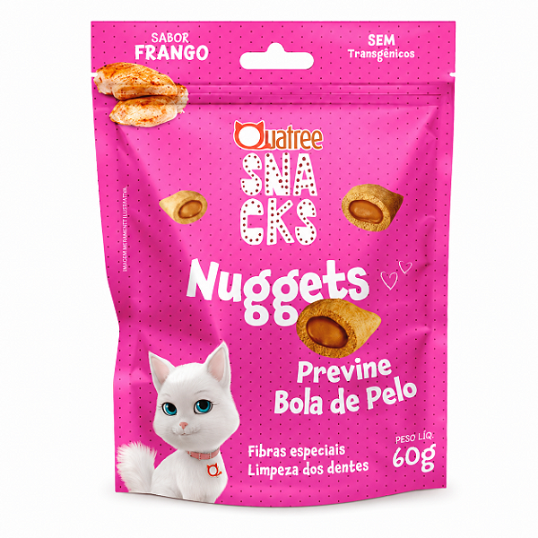 Quatree Snacks Nuggets Gatos Bola De Pelo Frango 60g