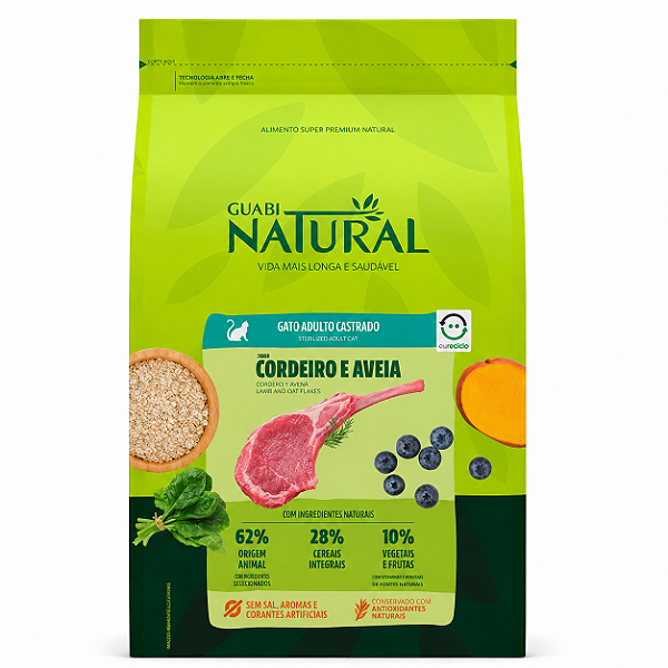 Guabi Gato Adulto Castrado Cordeiro e Aveia 1,5kg