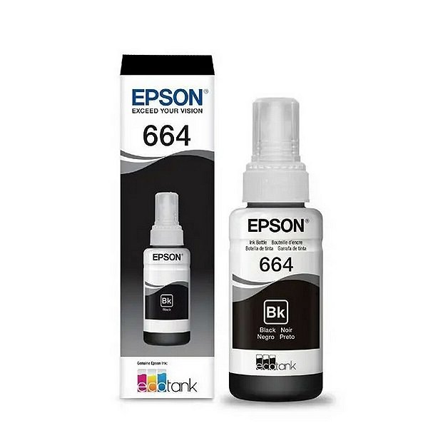 Tinta para Cartucho Epson Preto Original - T664120 - 4.000 páginas para L220, L365, L375, L380, L395, L555, L565, L575,