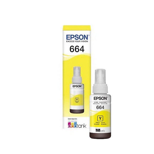 Tinta para Cartucho Epson Amarelo Original - T664420 - 6.500 páginas para L220, L365, L375, L380, L395, L555, L565, L575