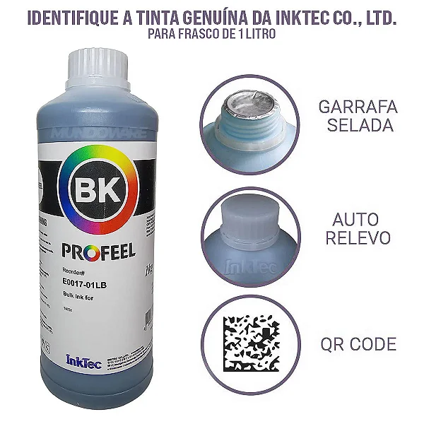TINTA CORANTE COMPATIVEL COM EPSON E0017 L800 L801 L805 L810 L850 L1800 (1L) PRETO PROFEEL
