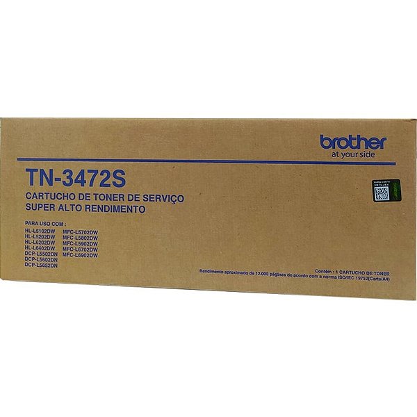 Toner Brother Preto Original - TN3472SBR - 12.000 páginas para HLL6202DW, HLL5102DW, HLL5202DW, HLL6402DW, DCPL5502DN, D