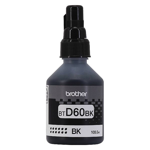 Garrafa de tinta Original Preto BTD60BK para InkTank Brother T420W, T510W, T520W, T710W, T720DW, T820DW, T910DW, T4000DW