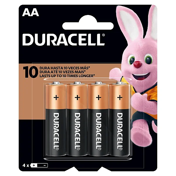 Pilha Alcalina AA Duracell - MN1500B4/74445 - Blister com 4 Pilhas