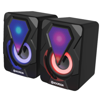 Caixa de Som Hoopson 2.0 Canais 6,0W Preto USB - CX-PC021LED