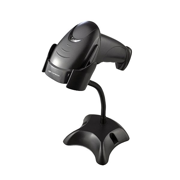 Leitor de Código de Barras Laser de Mão com Pedestal C3Tech LB-50BK USB - lê Nota Fiscal Eletrônica Boleto Bancário