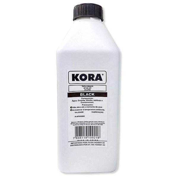 Tinta Recarga de Cartucho HP HTCompany 1 Litro Preto