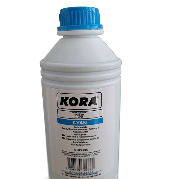 Tinta Recarga de Cartucho HP Kora 1 Litro Cyan