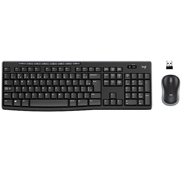 TECLADO E MOUSE SEM FIO LOGITECH MK270 COM TECLAS DE MÍDIA, CONEXÃO USB, PILHAS INCLUSAS,ABNT2,PRETO