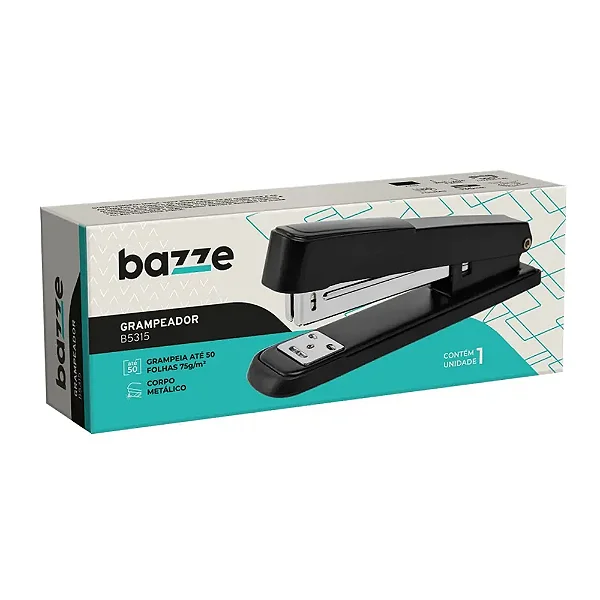 Grampeador B5315 - 26/6 - 50 Folhas - Metálico - Preto - Caixa C/1 un -Bazze