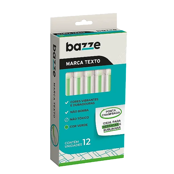 Marca-Texto - Neon - Verde - Caixa C/12 un - Bazze