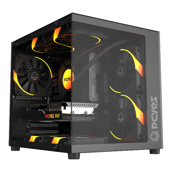 Gabinete Gamer Pcyes Forcefield Mini Black Vulcan - Gffmnbv
