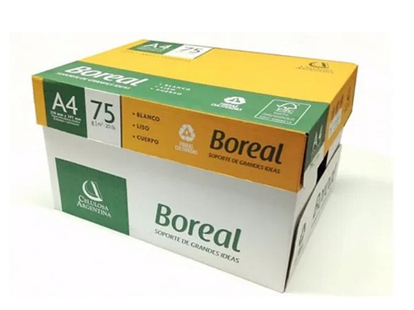 caixa papel sulfite A4 75g/m² - Boreal - 5.000 fls (10 resmas)