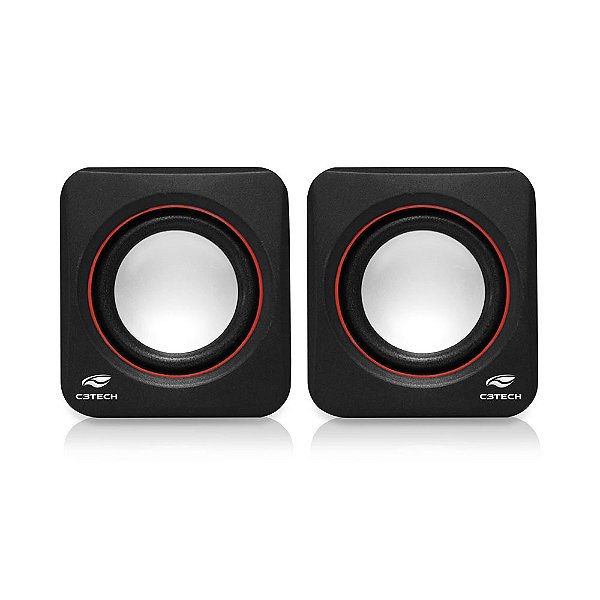 C3Tech Caixa de som SP-301BK Preto - Sistema de audio 2.0 P2 Com Blindagem Eletromagnética alimentacao via porta USB