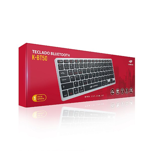 Teclado Bluetooth Recarregável K-BT50BK C3Tech