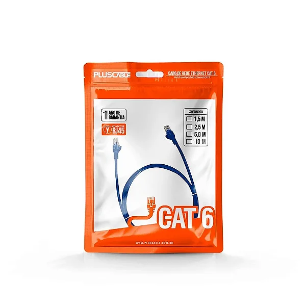 Cabo de Rede Patch Cord CAT.6 Plus Cable,1.5m, Azul - PC-ETH6U15BL