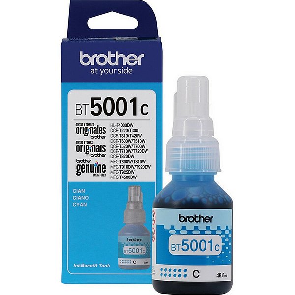 Tinta para Cartucho Brother Ciano Original - BT5001C - 5.000 páginas para HLT4000DW, DCPT310, DCPT510W, DCPT710W, MFCT81