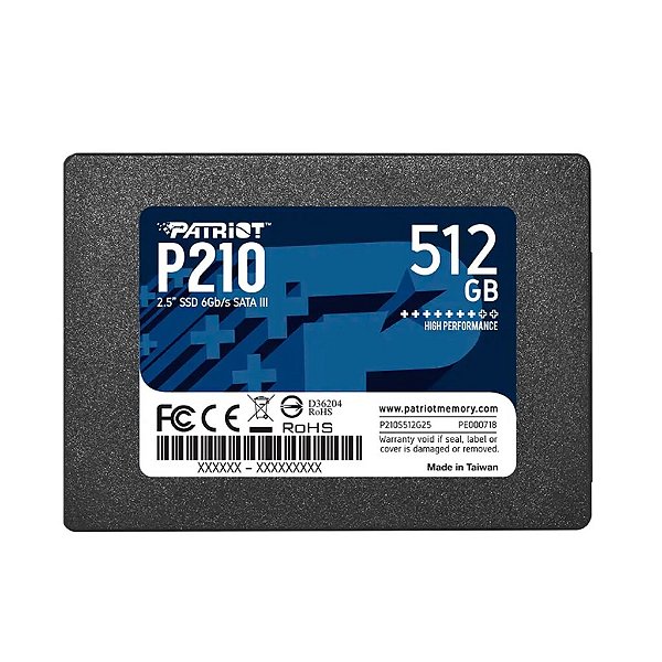 SSD 512 GB Sata 3 2,5" Patriot P210S512G25 Leitura 520 MBPS Gravação 430 MBPS