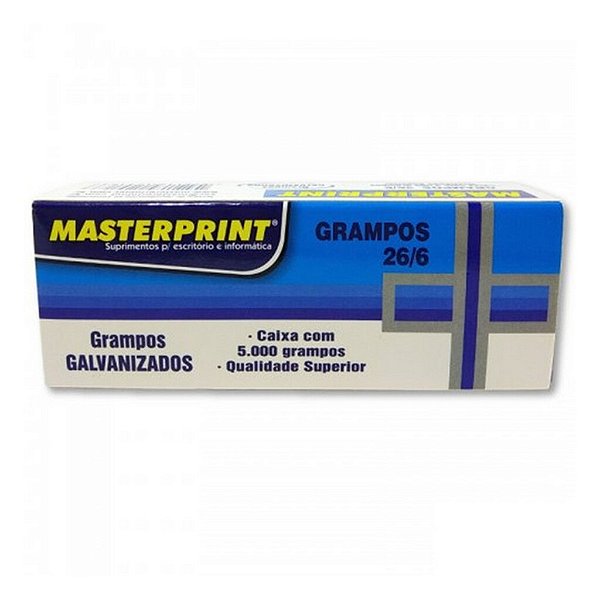 Grampos Galvanizado 26/6 Caixa com 5000 Unidades - Masterprint