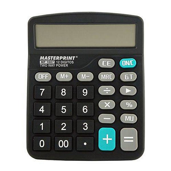 Calculadora Eletrônica de Mesa 12 Dígitos Preto Masterprint - Unitário - MP1087