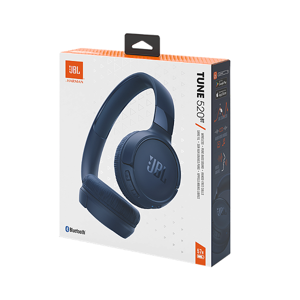 FONE DE OUVIDO SEM FIO JBL TUNE 520BT AZUL, BT, BATERIA ATÉ 57H, COMANDO DE VOZ, JBLT520BTBLU