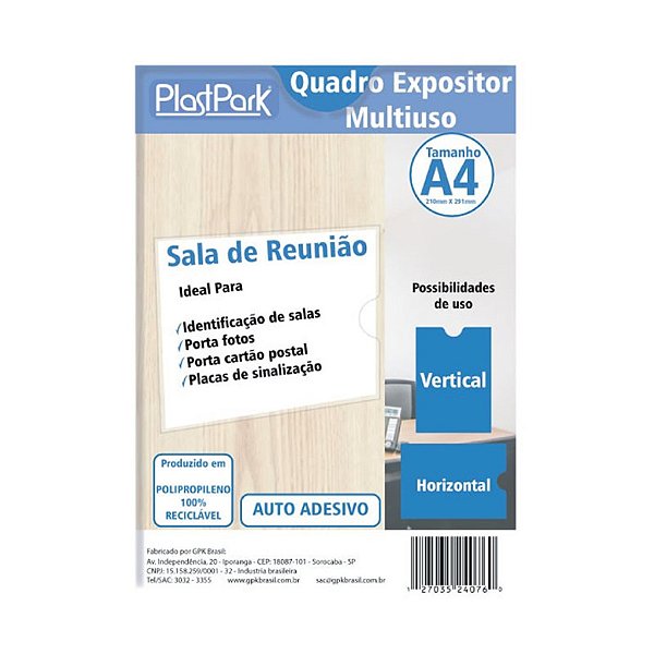 Expositor de Aviso Multiuso A4 210x291mm Cristal Plastpark - 3839