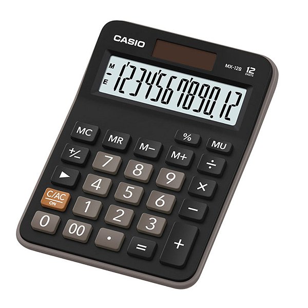 Calculadora Eletrônica de Mesa 12 Dígitos Preto Casio - Unitário - MX-12B-W4-DC