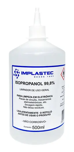 Álcool Isopropílico 99,8% Isopropanol 500ml Bico Aplicador - Vendido Unitário - Implastec - PAIP050024