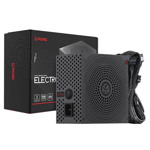 Fonte Gamer Pcyes Electro V2 550W Black Vulcan 80 Plus Bronze - Elecv2Pto550W