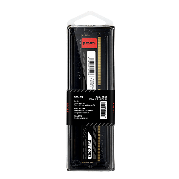 Memoria Pcyes Udimm 8Gb Ddr3 1600Mhz - Pm081600D3