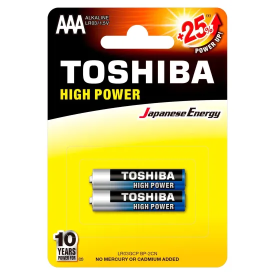 Pilha Alcalina AAA 1,5V LR03GCP (C/2 Pilhas) Toshiba