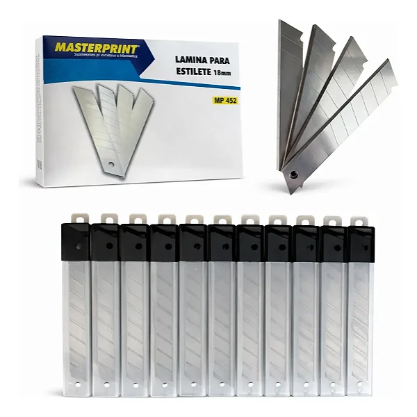 Lâmina para Estilete 18mm Masterprint Caixa com 100 Unidades - MP452/308010002