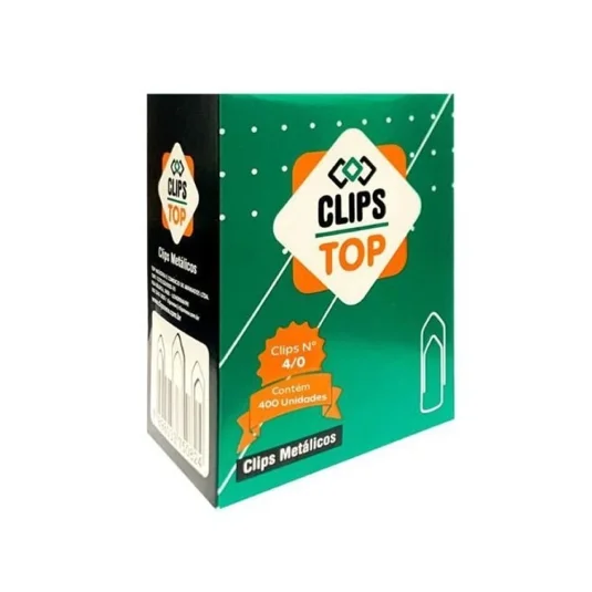 Clips Metálico Galvanizado 4/0 Clips top - Caixa com 400 Unidades