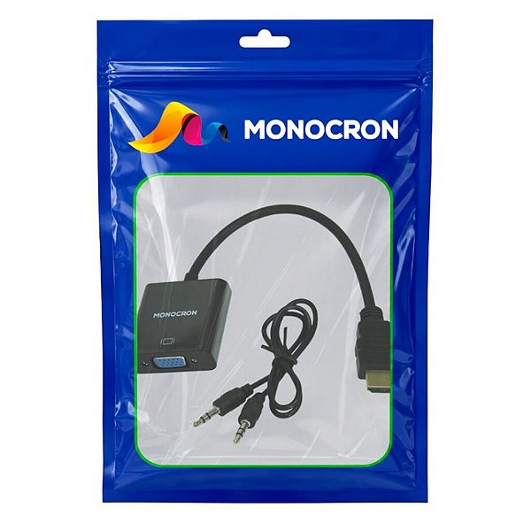 Cabo Conversor HDMI Macho para VGA Fêmea + Audio 25cm Monocron - 14899